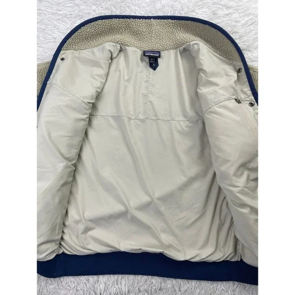 Patagonia Jacket Mens Medium Beige Snap Front Retro-X Pile Fleece Pockets Men M